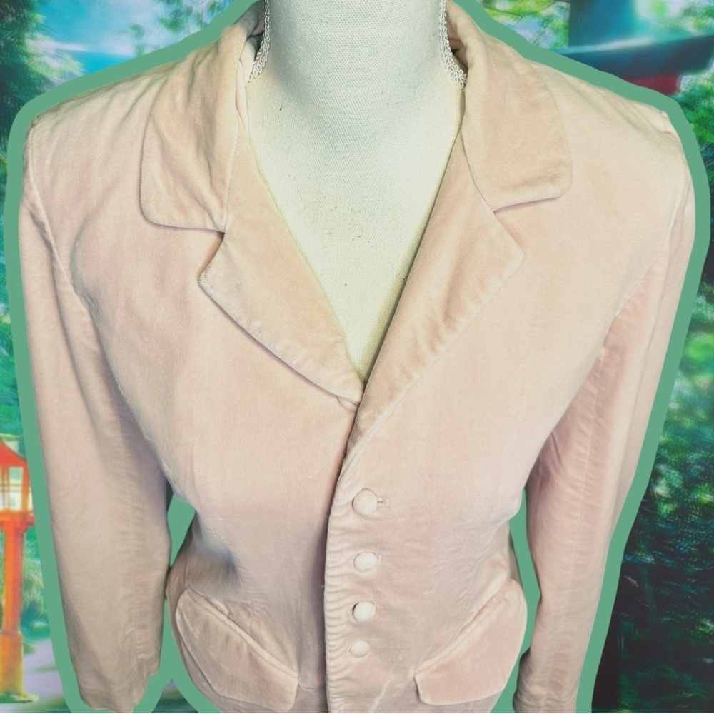 Ralph Lauren Vintage 90’s Tartan Label Pink Velvet Covered Button Blazer Size S - Picture 4 of 14